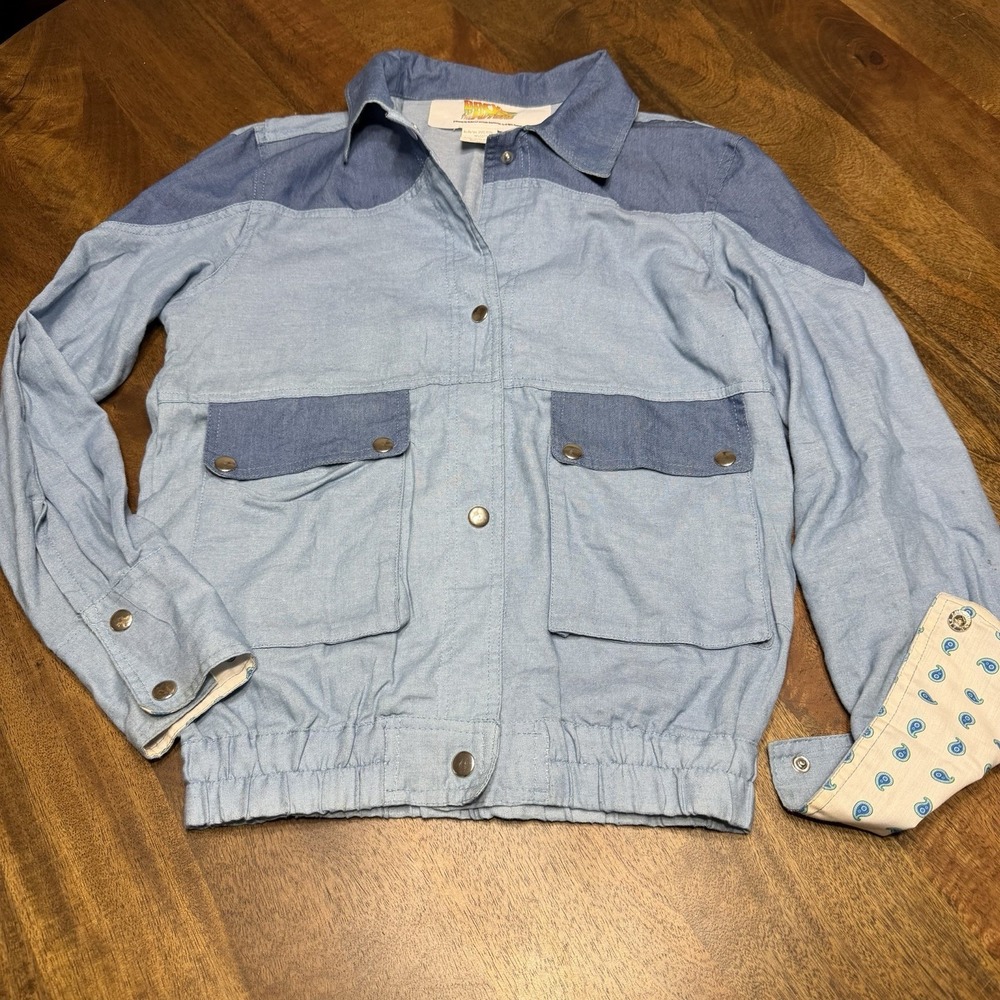 Back To The Future Marty McFly Denim Jacket Men's Blue Western Snap Cosplay XS